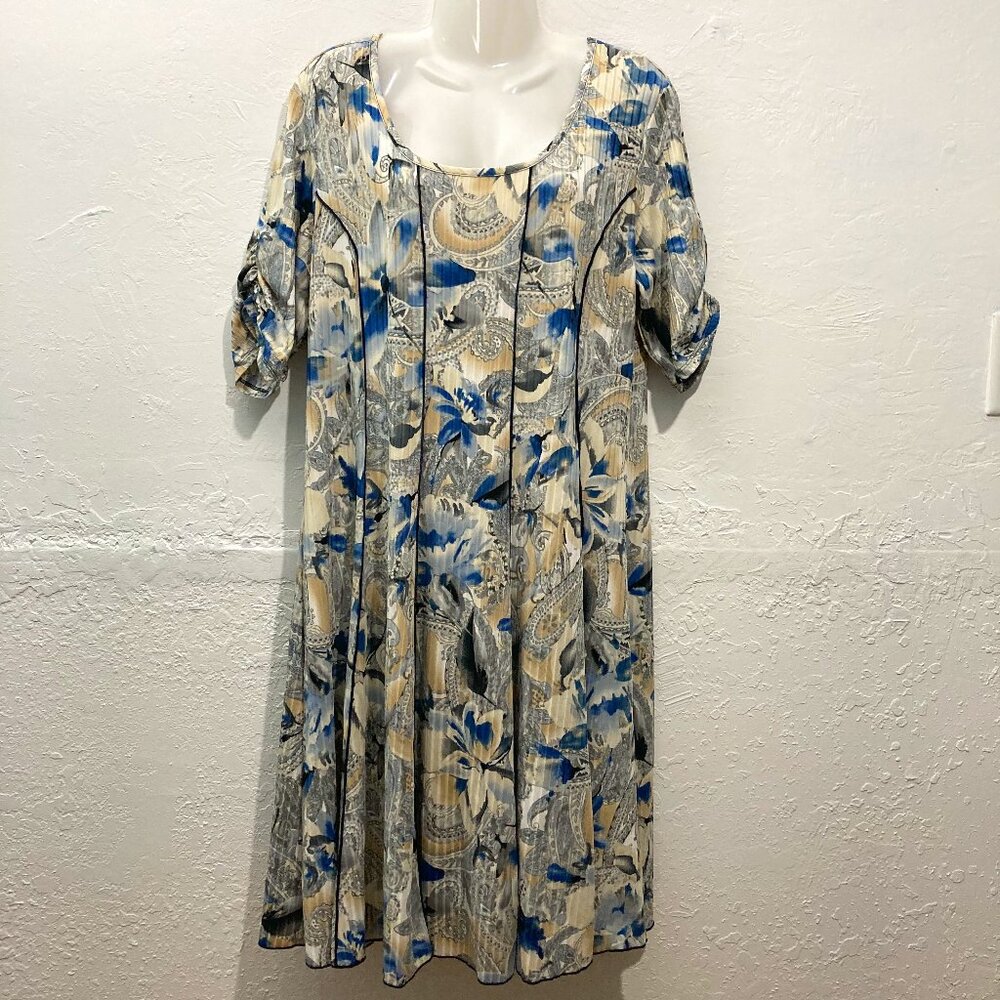 Sami & Jo Knee Length Dress Ribbed 3/4 Sleeve Fit & Flare Paisley Floral Fairy